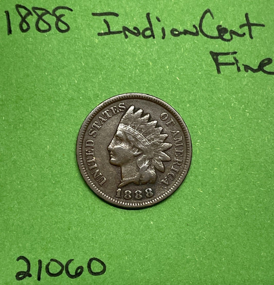 1888 Indian Head Cent / Penny 1c Fine