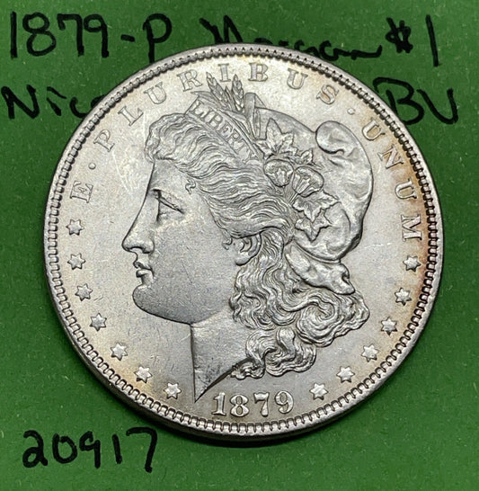 1879-P Morgan Silver Dollar $1 BU Brilliant Uncirculated Nice Tone See Pictures