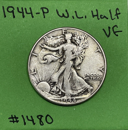 1944-P Walking Liberty Half Dollar 50c VF Very Fine 90% Silver