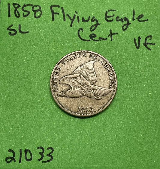 1858 Flying Eagle Cent 1c SL Small Letters Vf Very Fine