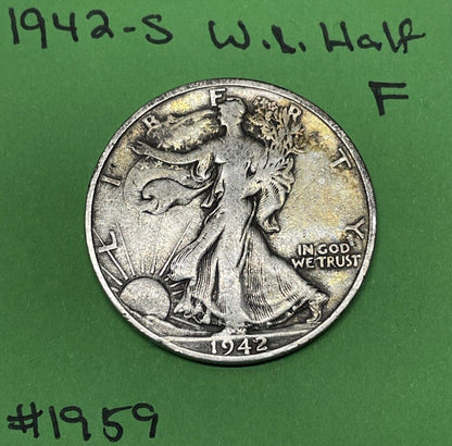 1942 S Walking Liberty Half Dollar 90% Silver 50c  Fine