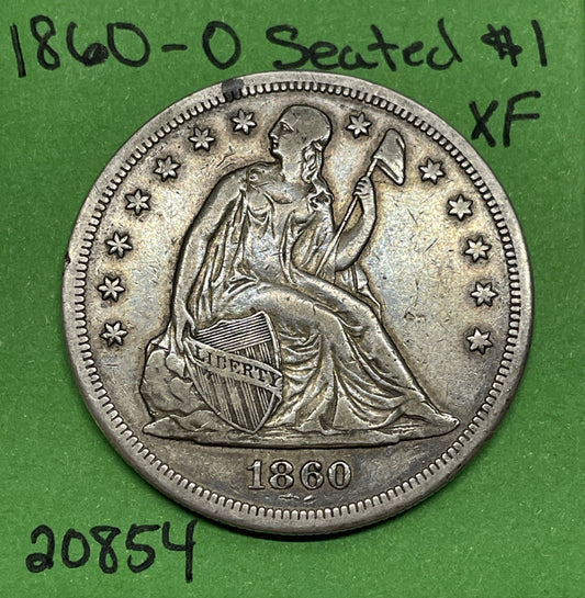 1860 O Seated Liberty Silver Dollar $1 Xf Extra Fine
