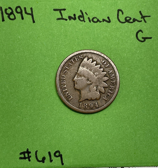 1894 Indian Head Cent / Penny 1c Good