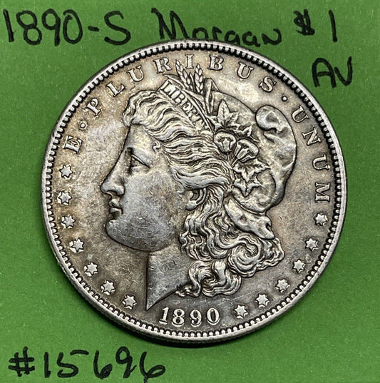 1890 S Morgan Silver Dollar  AU About Uncirculated 90% Silver $1 US Coin