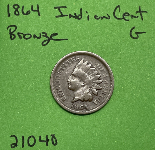 1864 Indian Head Cent / Penny 1c Good Bronze