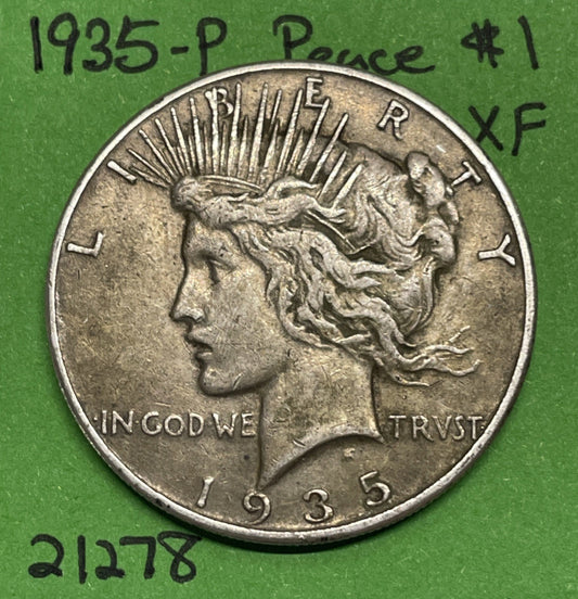 1935-P Peace Dollar $1 Xf Extra Fine 90% Silver Tougher Date