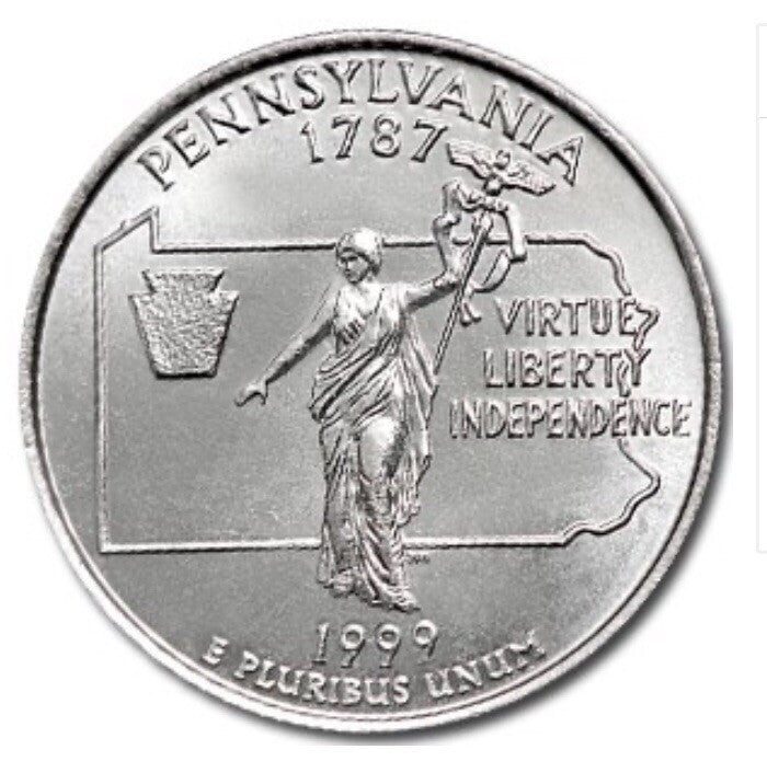 1999-D Pennsylvania State Quarter BU Uncirculated Clad 25c Coin