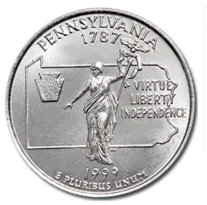 1999-D Pennsylvania State Quarter BU Uncirculated Clad 25c Coin