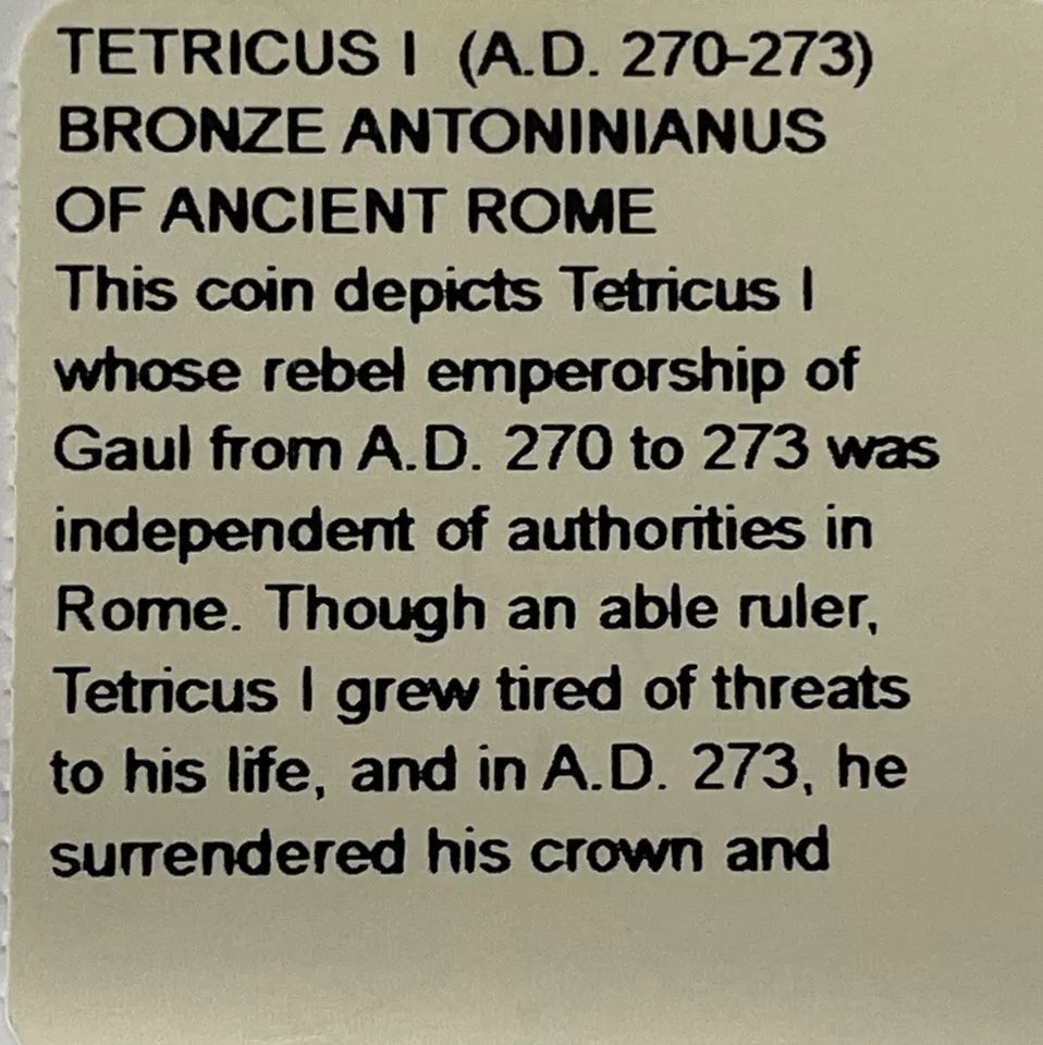 Ancient Roman Empire Tetricus I 270-273 AD AE Antoninianus Coin