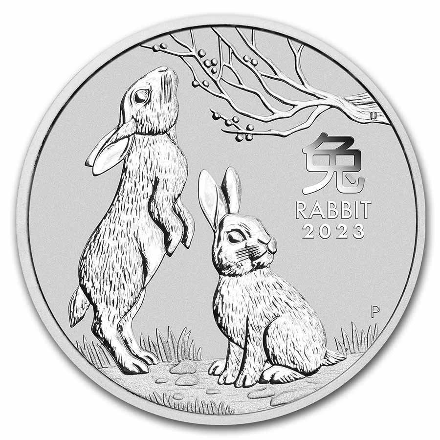 2023 Australia 2oz Silver Lunar Rabbit BU (Series III) with capsule